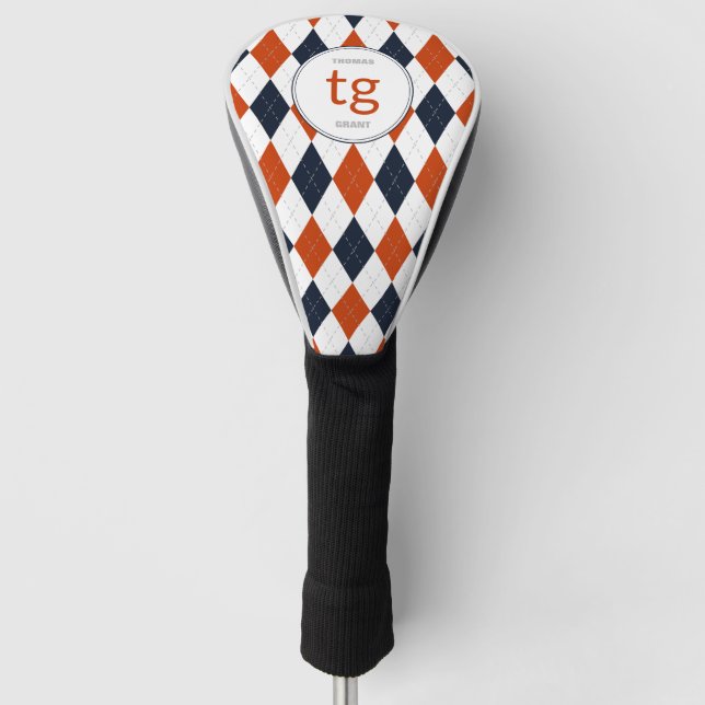Muster der Chicago Football Raute Moderne Monogram Golf Headcover (Vorderseite)