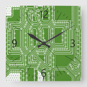 Muster der Computerplatine Quadratische Wanduhr