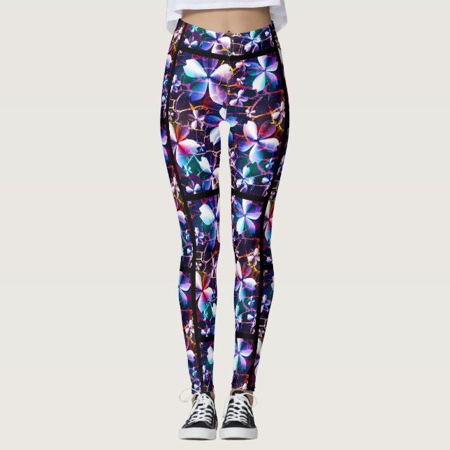 Muster der Crackle-Blume Multicolor 1 Leggings (Vorderseite)