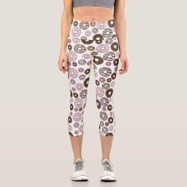 Muster der Donuts, rosa Donuts, braune Donuts Capri Leggings