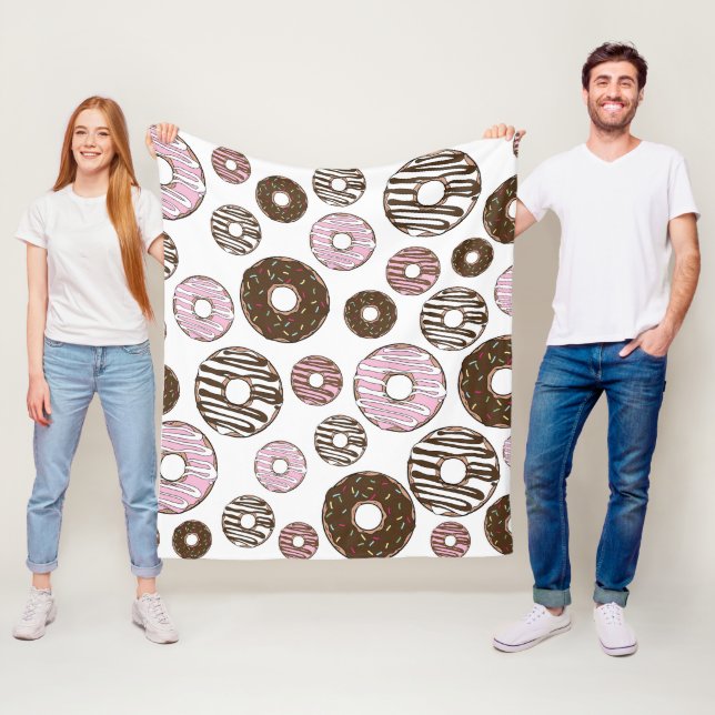 Muster der Donuts, rosa Donuts, braune Donuts Fleecedecke (Beispiel)