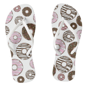 Muster der Donuts, rosa Donuts, braune Donuts Flip Flops