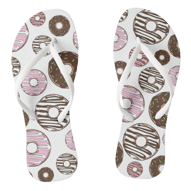 Muster der Donuts, rosa Donuts, braune Donuts Flip Flops (Fußbett)