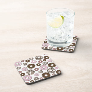 Muster der Donuts, rosa Donuts, braune Donuts Getränkeuntersetzer