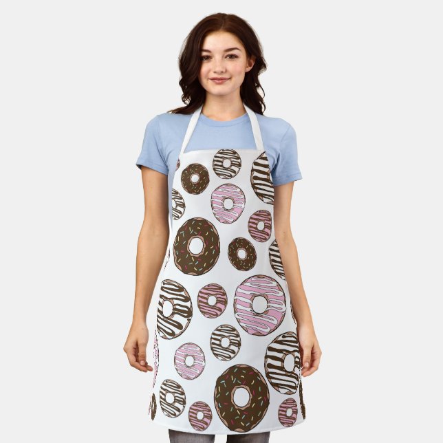 Muster der Donuts, rosa Donuts, braune Donuts Schürze (Getragen)