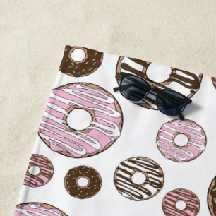 Muster der Donuts, rosa Donuts, braune Donuts Strandtuch
