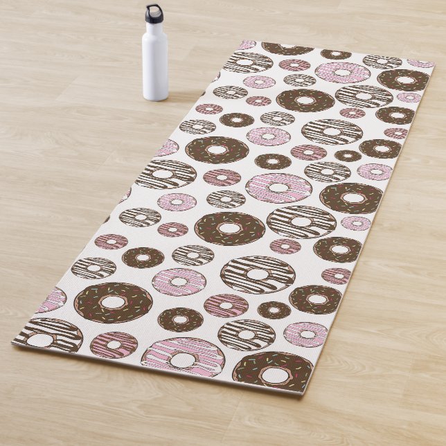 Muster der Donuts, rosa Donuts, braune Donuts Yogamatte (Beispiel)