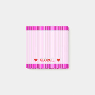 Muster der dünnen Magenta- und rosa Streifen Indiv Post-it Klebezettel