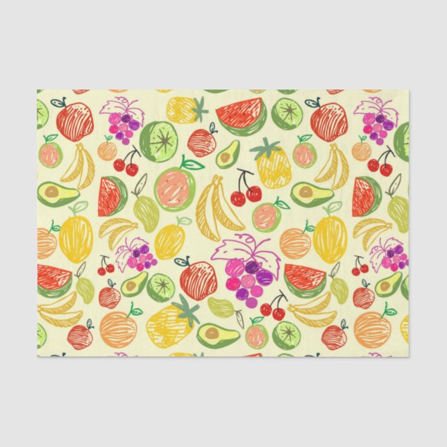 Muster der Fruchtdoodle Seidenpapier (Vorderseite)