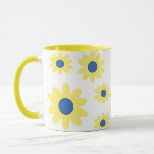 Muster der gelben blauen Blumen Tasse (Links)