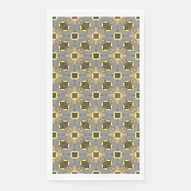 Muster der gelben, grauen und schwarzen Blume Serviette (Vorderseite)