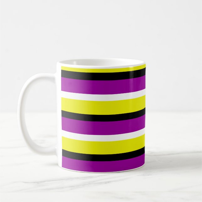 Muster der gelben Lila Streifen Kaffeetasse (Links)
