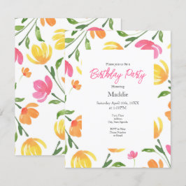 Muster der gelben orangefarbenen Wasserfarben Einladung