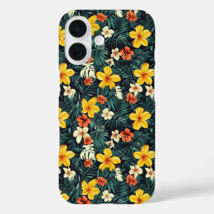 Muster der gelben tropischen Blume iPhone 16 Hülle