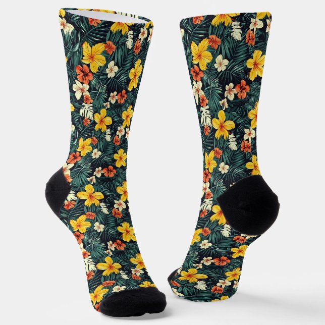 Muster der gelben tropischen Blume Socken (Gewinkelt)