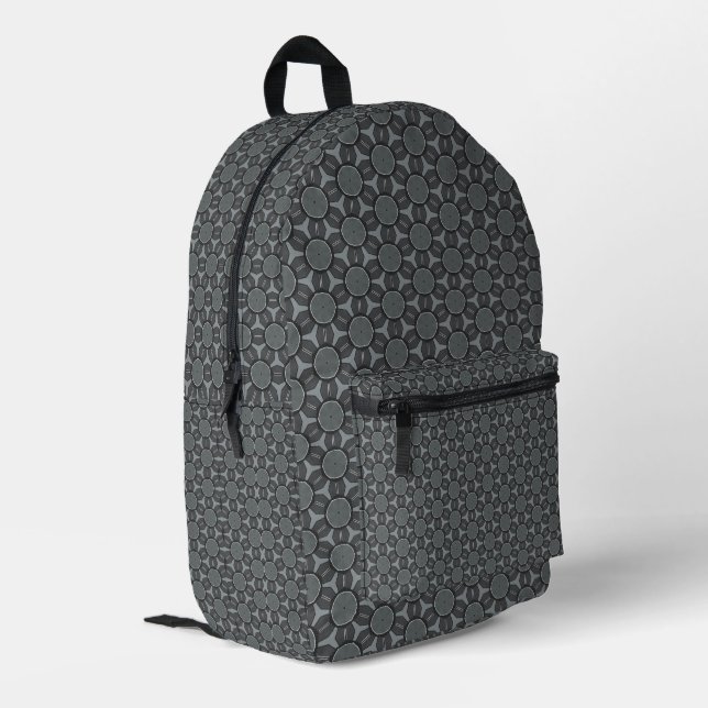 Muster der geometrischen Blume aus Stahl Bedruckter Rucksack (Rückseitige Ecke links)