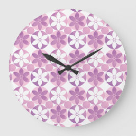 Muster der geometrischen Lila Wasserfarben-Blume Große Wanduhr