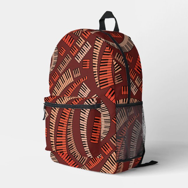 Muster der geschwungenen Klaviertasten Bedruckter Rucksack (Rückseitige Ecke Rechts)
