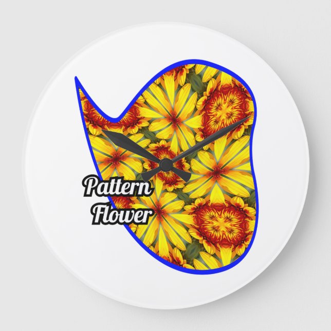 Muster der goldenen Blume Große Wanduhr (Vorderseite)
