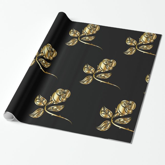 Muster der goldenen Rose Geschenkpapier (Ungerollt)