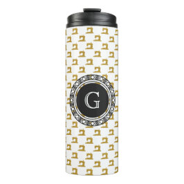 Muster der Goldnähmaschine mit Monogramm ・ Handwer Thermosbecher