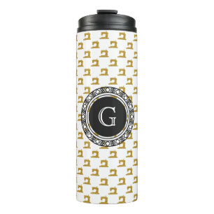 Muster der Goldnähmaschine mit Monogramm ・ Handwer Thermosbecher