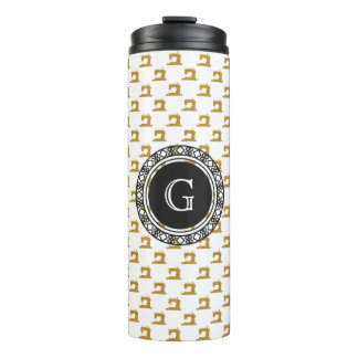 Muster der Goldnähmaschine mit Monogramm ・ Handwer Thermosbecher