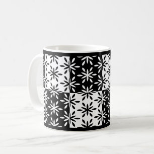 Muster der grafischen Blume Schwarz/Weiß Kaffeetasse