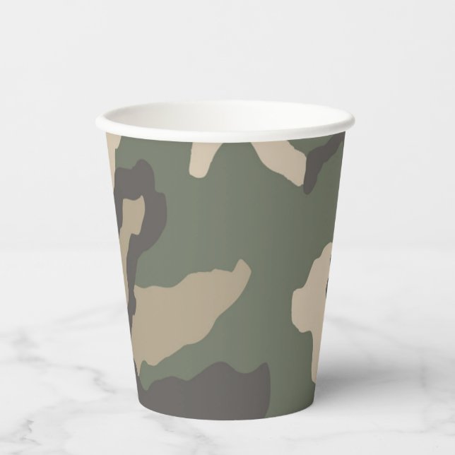 Muster der grünen Camouflage Pappbecher (Vorderseite)