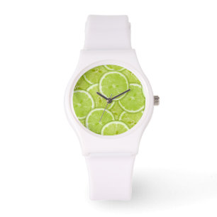 Muster der grünen Limonen Scheiben Armbanduhr