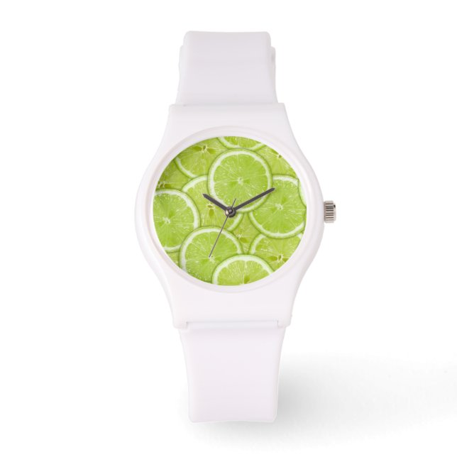 Muster der grünen Limonen Scheiben Armbanduhr (Vorderseite)