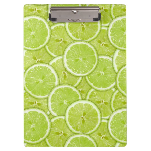 Muster der grünen Limonen Scheiben Klemmbrett (Vorderseite)