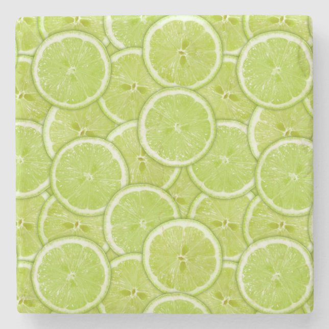 Muster der grünen Limonen Scheiben Steinuntersetzer (Vorderseite)