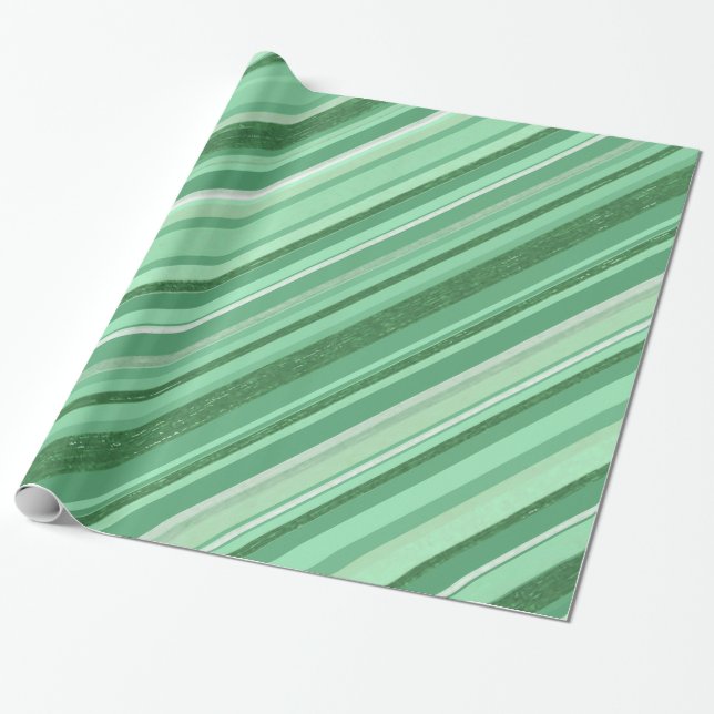 Muster der grünen Streifen Geschenkpapier (Ungerollt)