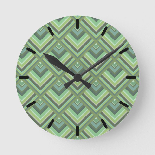 Muster der grünen Streifen Runde Wanduhr (Vorderseite)
