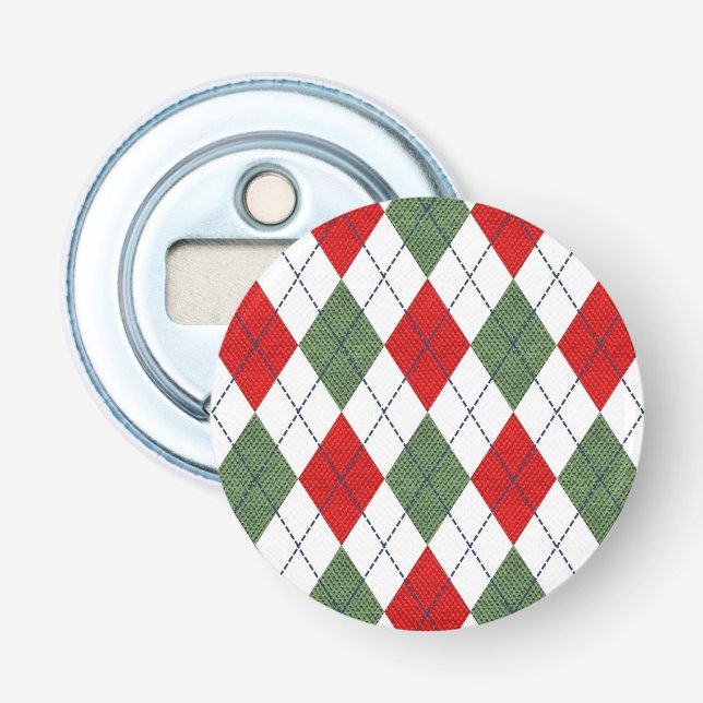 Muster der grünen und roten Raute Flaschenöffner (Vorderseite)