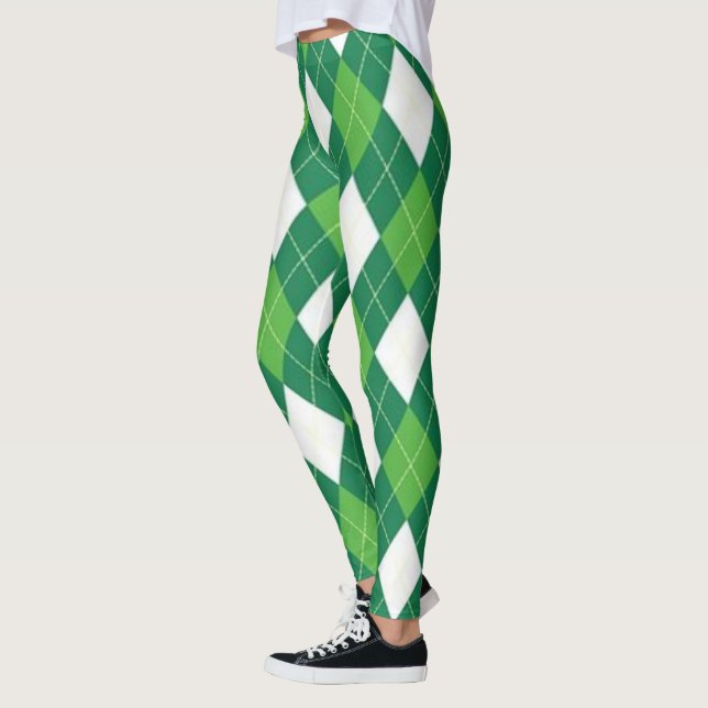 Muster der grünen und weißen Raute Leggings (Links)