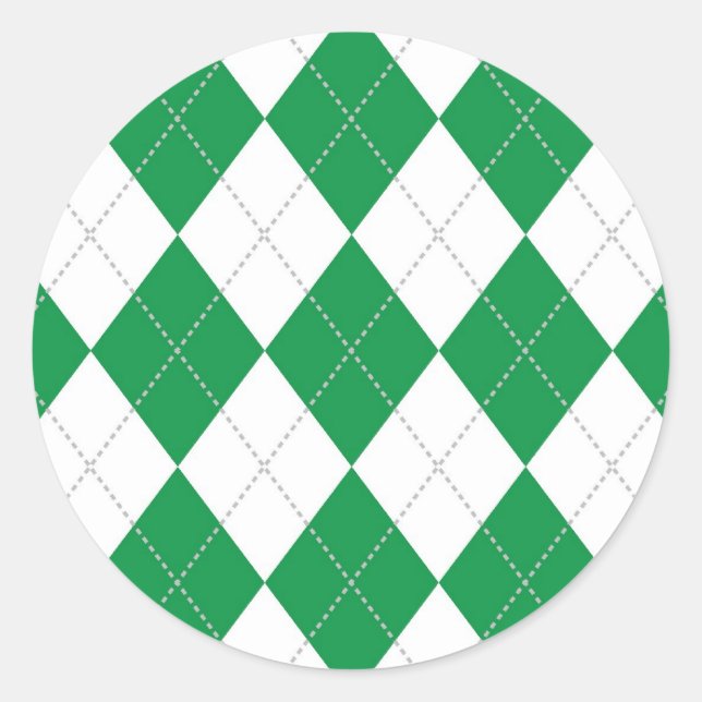Muster der grünen und weißen Raute Runder Aufkleber (Vorderseite)