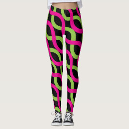 Muster der grünen Wellen in sozialistischem Pink Leggings