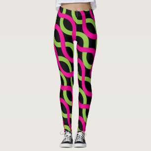 Muster der grünen Wellen in sozialistischem Pink Leggings