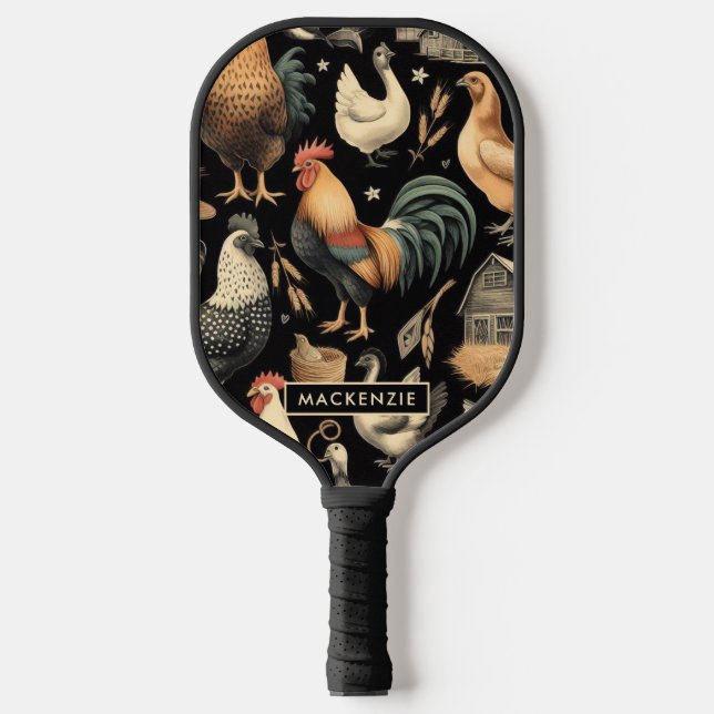 Muster der Hähnchenfarm Pickleball Schläger (Vorderseite)
