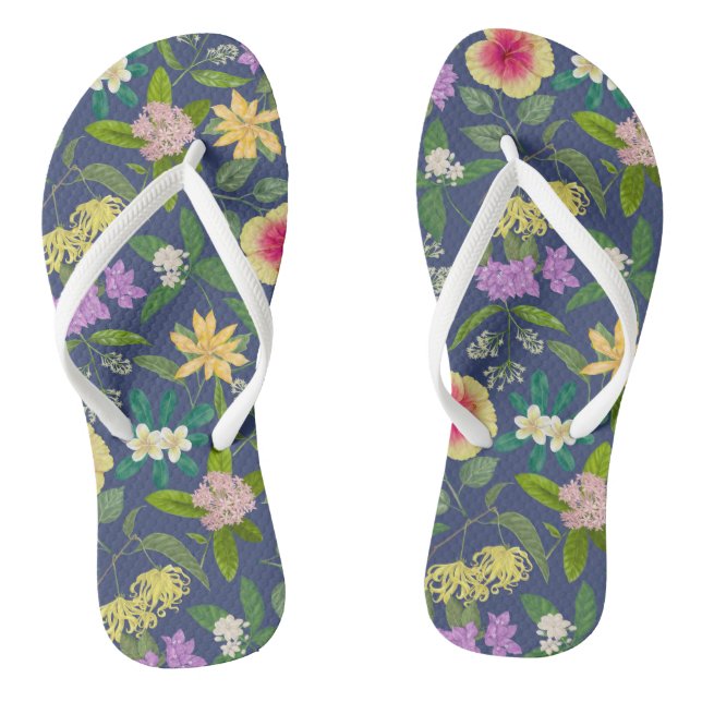 Muster der handbemalten tropischen Blume Flip Flops (Fußbett)