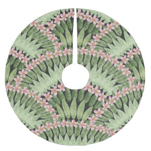 Muster der handbemalten tropischen Blume Polyester Weihnachtsbaumdecke