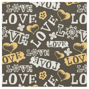 Muster der handgezeichneten Liebe Stoff
