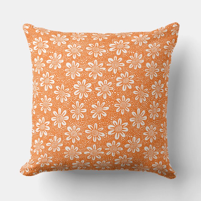 Muster der handgezogenen Blume 140617 - Orange Kissen (Vorderseite)