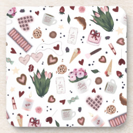 Muster der handgezogenen Valentine Getränkeuntersetzer