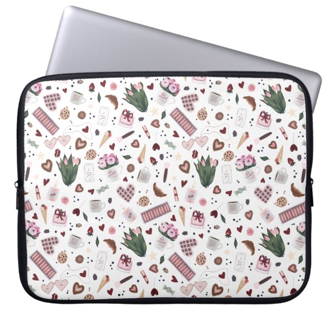 Muster der handgezogenen Valentine Laptopschutzhülle (Vorderseite)