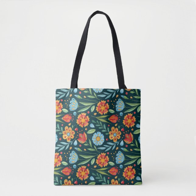 Muster der handIllustrierten Blume Tasche (Vorderseite)