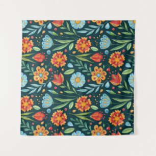 Muster der handIllustrierten Blume Wandteppich