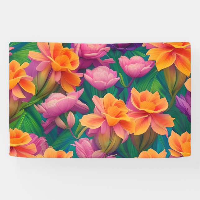 Muster der hawaiianischen tropischen Blume Banner (Horizontal)